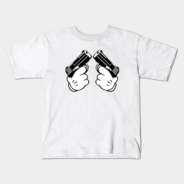 Cartoon Hand Guns Kids T-Shirt by Dumastore12